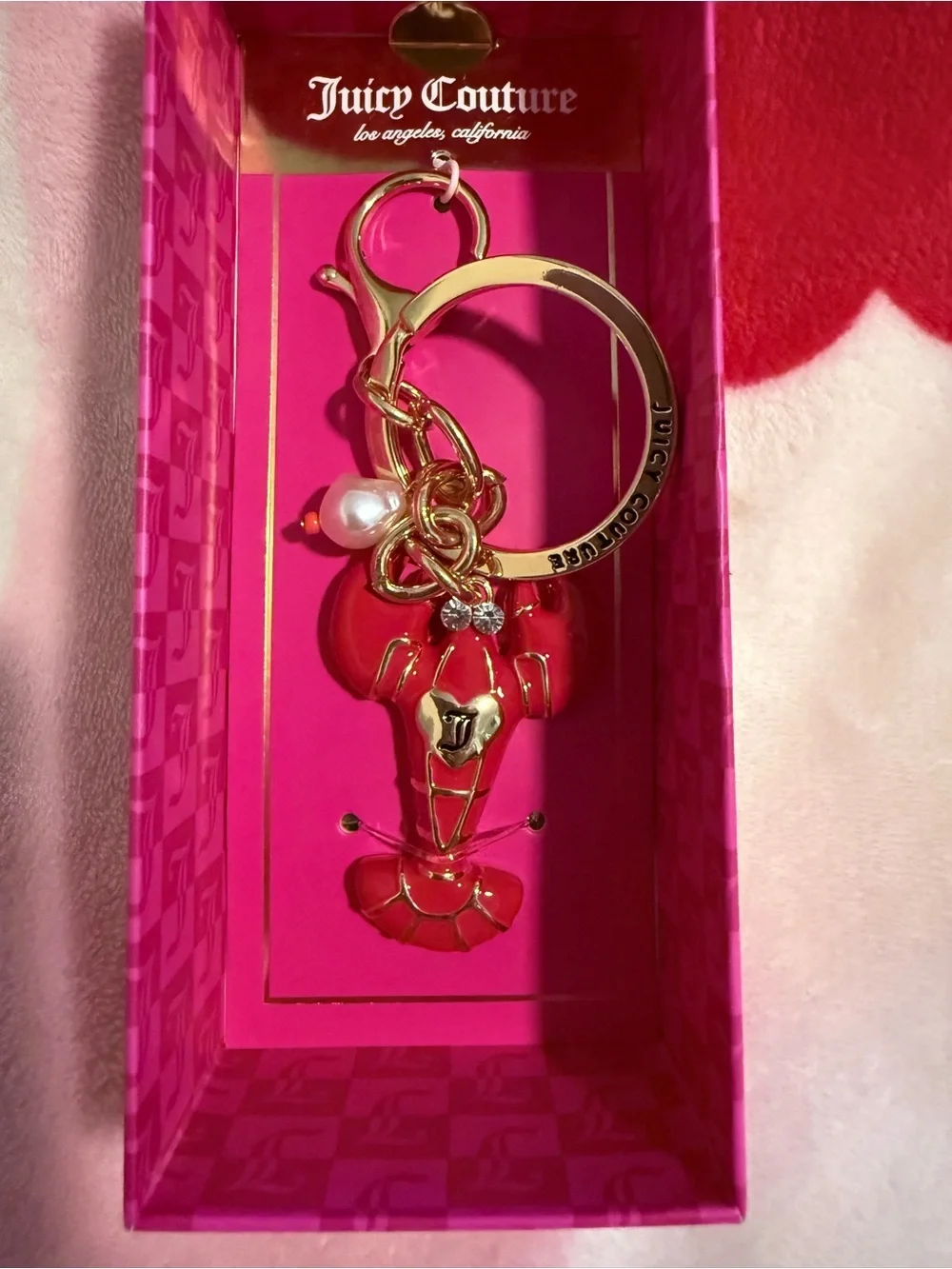 NWT Juicy Couture Red Lobster Enamel Key & Card Holder Charm